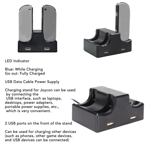 4-in-1 Switch Joycon Charging Dock Stand with LED Indicator 2