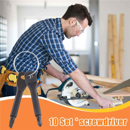 10 Set Portable Screwdriver Tool Outdoor EDC Multi-Function Tool Flat- Screwdriver Phillips Screwdriver Key Ring 2