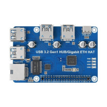 Waveshare voor Raspberry Pi USB 3.2 Gen1 HUB Gigabit ETH HAT Uitbreidingskaart USB 3.2 Gen1+1000M ETH-Poorten voor Raspberry Pi 4B