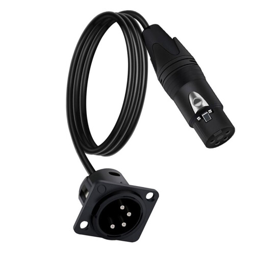 4Pin Type XLR Panel Mount Chassis to Female Connector XLR Feedthrough Bulkhead MIC Socket Audio Extension Cable 3 Meters 2