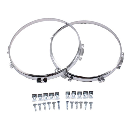 1 Par de Moldura de Farol Dianteiro de 7 Polegadas Cromada Redonda para   1990-2016 90 110 127 1983-1990 Capa de Moldura de Farol 1