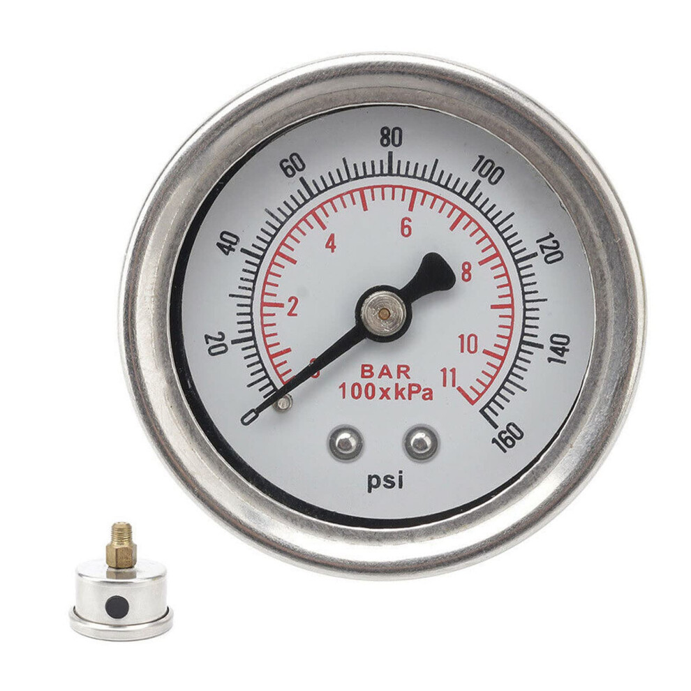 0160 Psi Fuel Pressure Gauge With Adjustable Regulator, Liquid Filled Chrome 1/8' Npt White 9169991206967