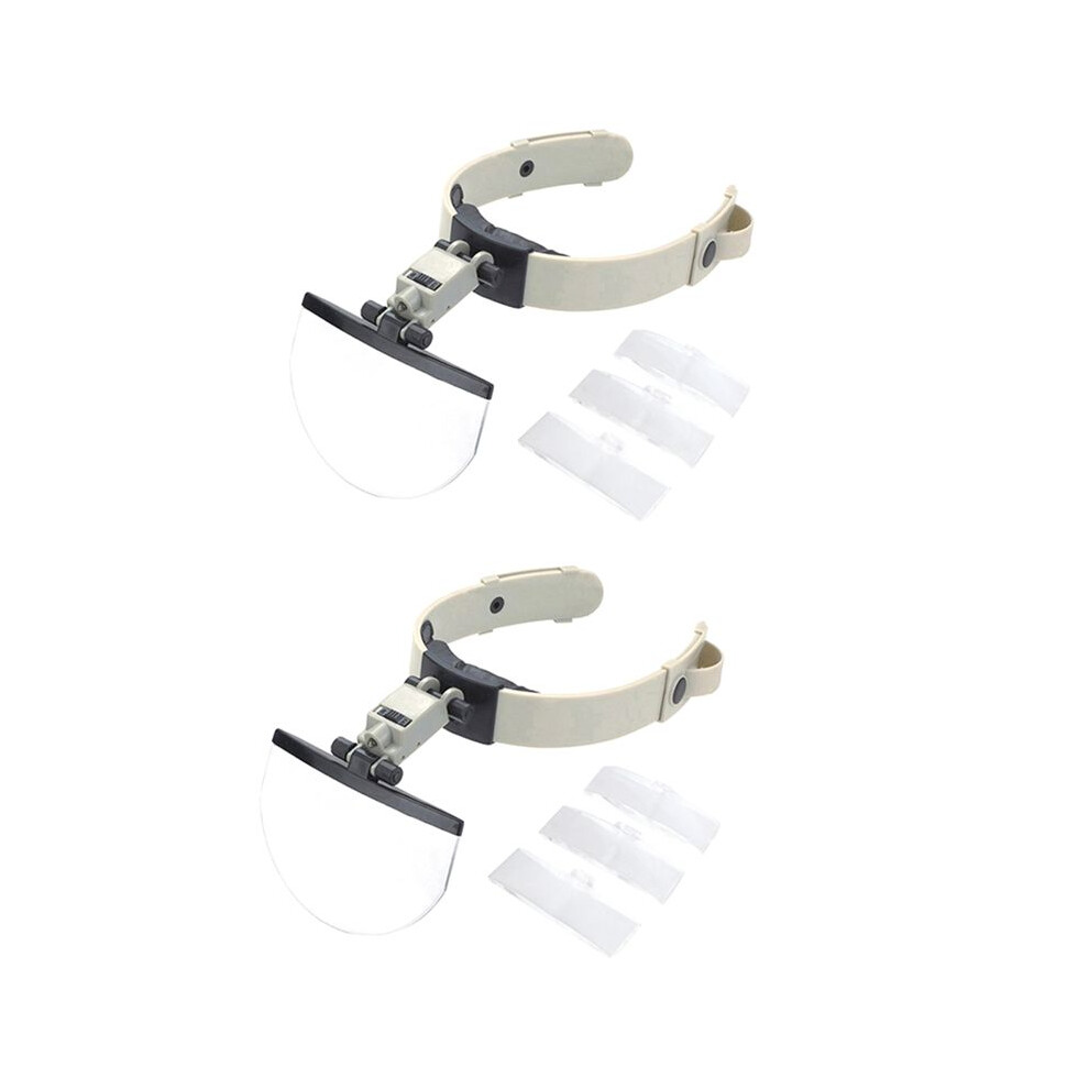 2Set Headband Magnifier Eye Glasses Magnifying with Led Lights Loupe Four Sets of Multiple Lens  Mounted