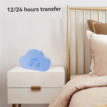 Alarm Clock Cloud Clock Bedside Snooze Small Alarm Clock Student Calendar Luminous LED Voice Digital USB Home Clock B