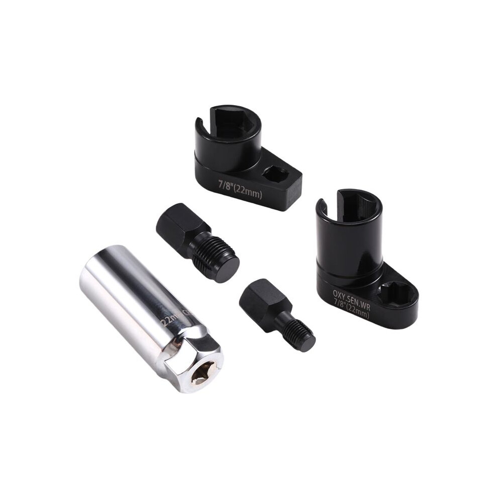 Car Oxygen Sensor Socket Offset Wrench Set 22Mm Sockets 1/2In 3/8In Drives Thread Chaser Oxygen Sensor Removing Tool 6031011414009
