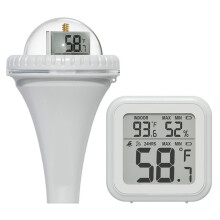 Floating Pool Thermometer Set Outdoor Pool Temperature Sensor Indoor Humidity Monitor Water and Air Temp Readings