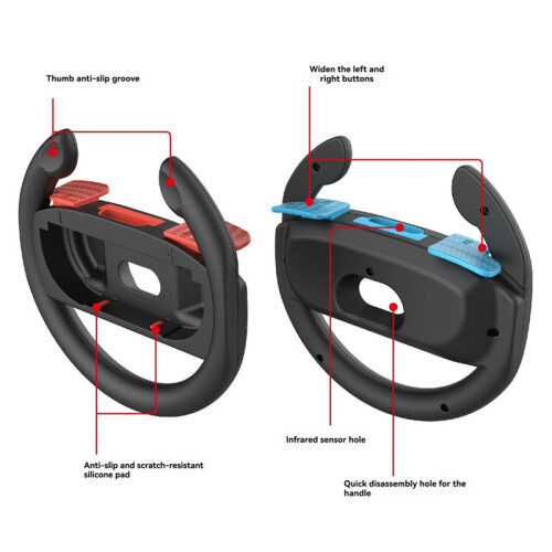 2PCS Racing Steering Wheels for   2 Controller Game Grip Handle Racing Game Wheel A 2