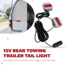 1Set 12V Rear Towing Trailer Tail Light 7 Pin Plug Brake Stop Indicator License Number Plate Lamp Reflector Truck