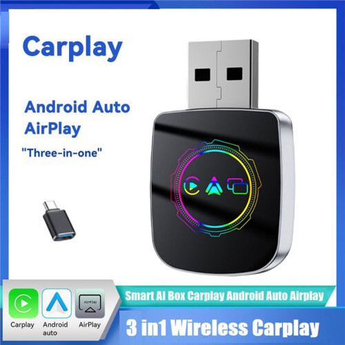 Capa Inteligente 3 em 1 para CarPlay Sem Fio, para Android Auto e AirPlay 2