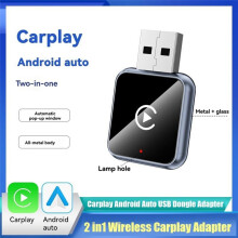 Adaptador 2 em 1 Carplay Sem Fio AI Box Carplay para Android Auto Dongle USB Adaptador com Fio Carplay para Sem Fio