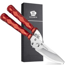 Heavy Duty Poultry Shears Stainless Steel 8.5 Inch Ultra Sharp Kitchen Scissors with Safety Lock Red