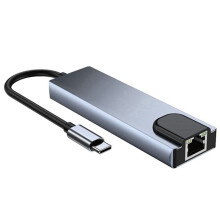 Typ-C-Dockingstation-HUB 5-in-1 Typ C auf RJ45 USB3.0 USB-C-HUB Typ-C-Splitter auf -Kompatiblen 4K-Laptop-Adapter
