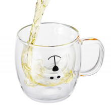 2er-Pack Doppelwandige, Isolierte Glasbecher, 250 Ml (8,5 Oz), Niedliche Bärenbecher für Kaffee, Milch und Bier, Geeignet für Latte Macchiato,