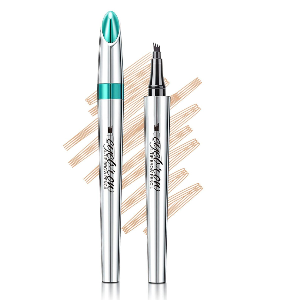 Brown Eyebrow Microblading Pen With 4Fork Tip, Waterproof Longlasting Natural Hairlike Strokes Light