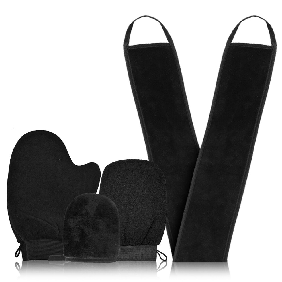 Self Tanning Mitt Applicator Kit with Back and Face Mitt, Exfoliating Glove for Even Coverage