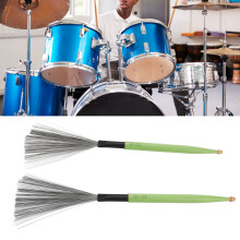 2PCS Green Double-Head Maple Drum Brush with Rubber and Steel Wires