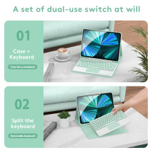 Wireless Bluetooth Keyboard & PU Leather Case for 10.9in Tablets, 180MA Battery