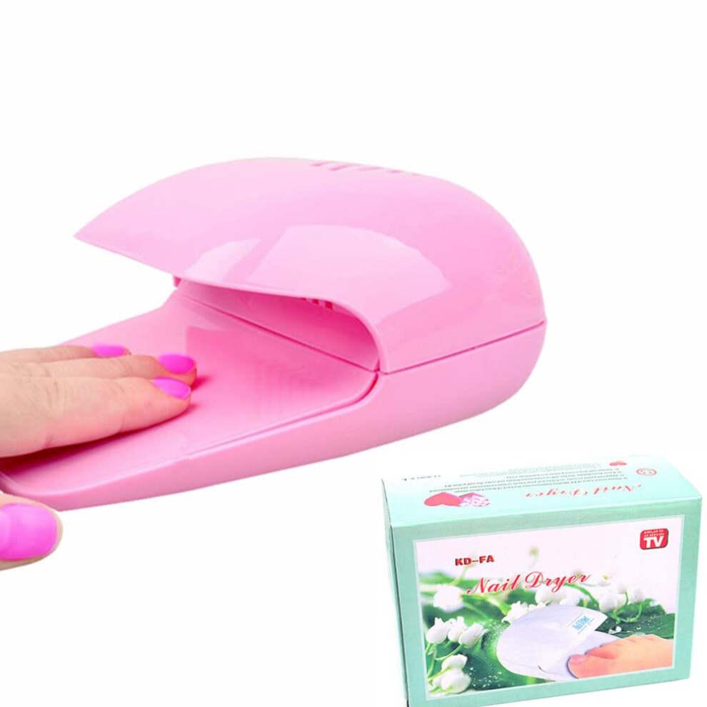 Pink Nail Dryer Battery Powered Quick Drying Compact Nail Fan For Nail Art Polish Gel