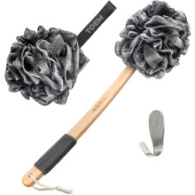 Back Scrubber for Loofah Shower | Bamboo Coal Fiber Infusion | Loufas for men and women