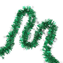 Tinsel Garland 200cm Shiny Sequin Christmas Tree Decoration with Dense Texture and Festive Green