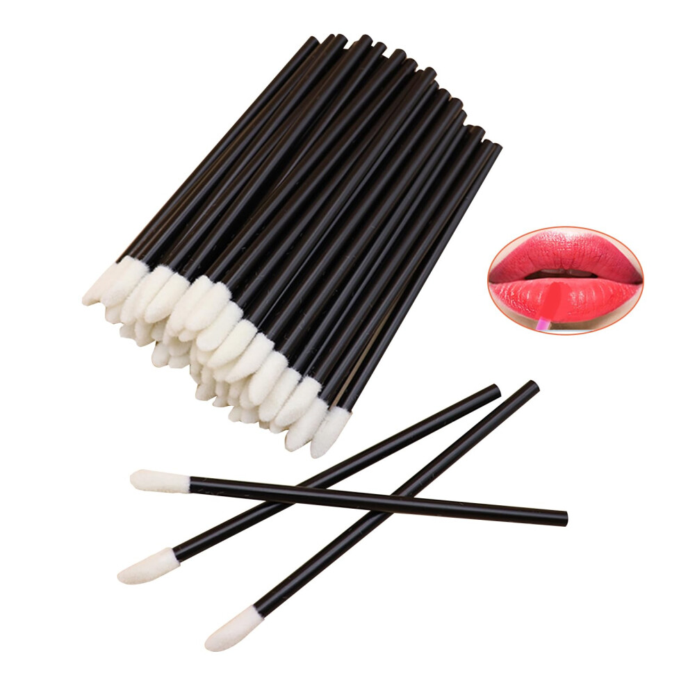 100 Pcs Disposable Lip Gloss Applicator Wands for Precise Lip Color Application, Black and Pink Handles