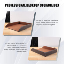 PU Leather Collection Letter Tray, Document Desk Organizer,Stackable Office File Document Tray Holder (Brown)