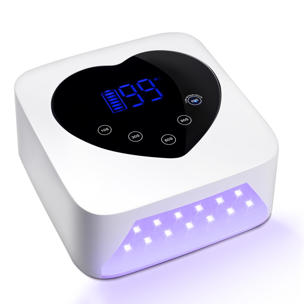 Cordless Rechargeable UV LED Nail Lamp 72W with 5 Timer LCD Display for Gel Polish and Salon Use