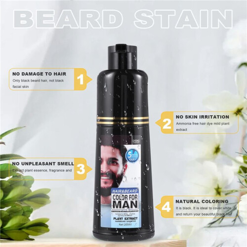 Permanent Bart Farbstoff Shampoo für MäNner Bart Sterben Entfernung Weiß Grau Bart Haar MäNner Bart Shampoo 200ML 1