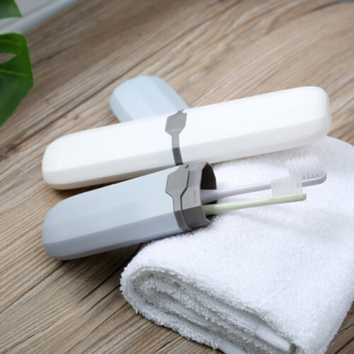 Travel Toothbrush Case Stretchable Toothpaste Holder Container Anti Bacterial Adjustable Box Transparent White 1