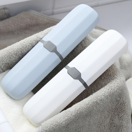 Travel Toothbrush Case Stretchable Toothpaste Holder Container Anti Bacterial Adjustable Box Transparent White 2