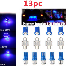 13 Stuks Gecombineerde LED-Verlichting Interieurpakketset Ijsblauwe T10 Koepelvormige Kentekenplaatlamplampen