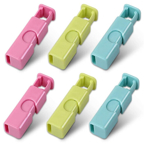Squeeze Bread Bag Clips, Bag Cinches, Bagel Bag Clips, Slip Grip Easy Squeeze e Lock, Assorted Color, 6 Pack
