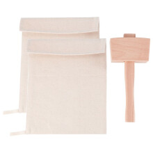 Pack van 2 Lewis-Tassen en 1-Delige Ijshamerset - Herbruikbare Canvas Gemalen Ijszakken met Houten Hamer voor Thuisfeestbar