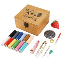 Wooden Sewing Box Sewing Accessories Supplies Kit Workbox for Mending