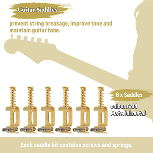 6 Roller Bridge Pull String Code Electric Guitar Saddle for Stratocaster Telecaster Electric Guitar Accessories Gold 2