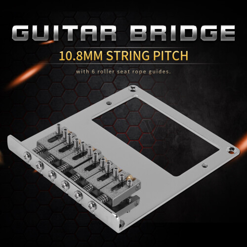 6 Roller Saddle 6 String Humbucker Guitar Bridge for Tele Telecaster Guitar (Chrome) 1