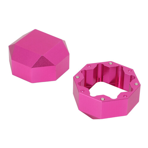 Octagonal Aluminum Billiard Chalk Storage Box 2 Layer Pink, 3.5CM