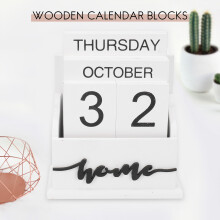 Holz Muschelschale Schreibtisch Block Kalender Permanent Holz Schreibtisch Kalender Woche Monat Datum Anzeige Hause BüRo Dekoration