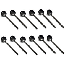 Dessert LöFfel Kaffee LöFfel Schwarz Plattiert Tee LöFfel Mattiert Griff füR Dessert Tee Eis Kuchen Kaffee Set Von 12