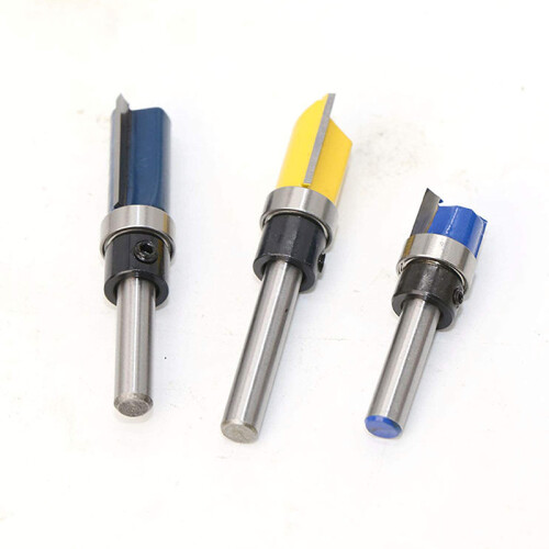 3Pcs 1/4 inch Shank Flush Trim Router Bits Pattern Template Router Bit Set Woodworking Top Bearing Milling Tools 2