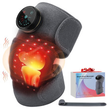 Knee Massager with Heat for Pain Relief and Arthritis, Adjustable Heated Knee Brace Black