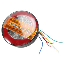 4 Inch Trailer Dynamic Tail Light 24V LED Truck Brake Light LED Round Water Hamburger for Cars, Boats, Buses, Caravans