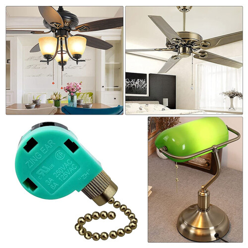 3 Pack Ceiling Fan  3 Speed 4 Wire Zing Ear ZE-268S6 Fan Pull Chain  Replacement Speed Control 2