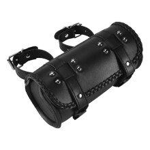 Motorcycle Fork Bag PU Leather Bicycle Handlebar Tool Pouch Sissy Bar Roll Storage Bag Saddle Bag, Universal