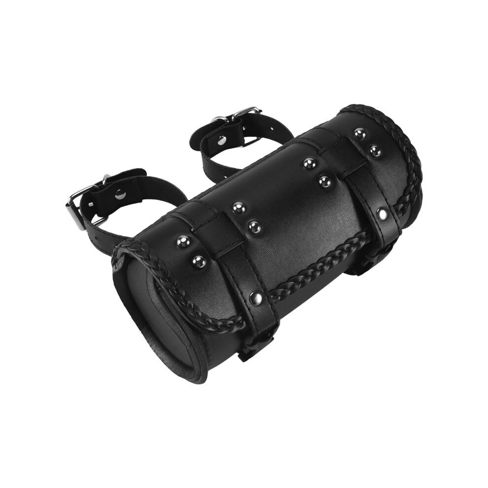 Motorcycle Fork Bag Pu Leather Bicycle Handlebar Tool Pouch Sissy Bar Roll Storage Bag Saddle Bag, Universal 4711201407760