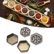 Hex Shape Herb Grinder 50mm 3-Layer Zinc Alloy Tobacco Crusher