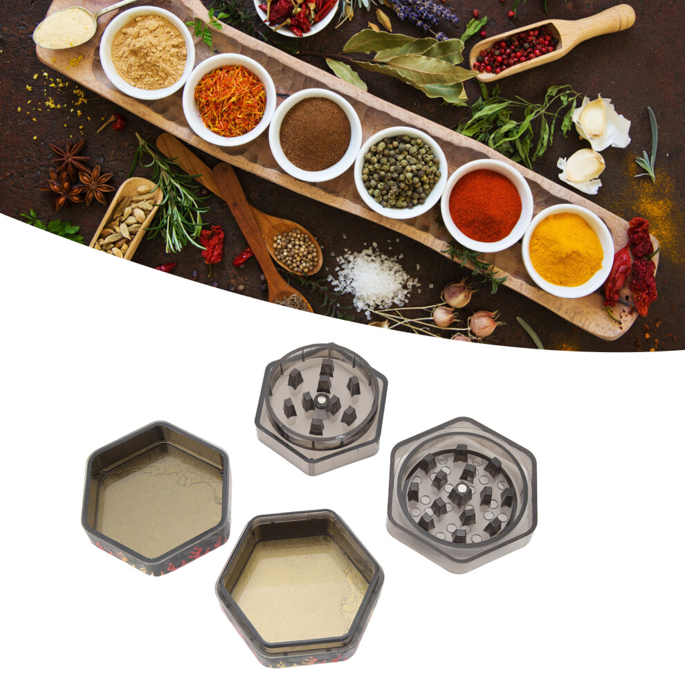 Hex Shape Herb Grinder 50mm 3-Layer Zinc Alloy Tobacco Crusher