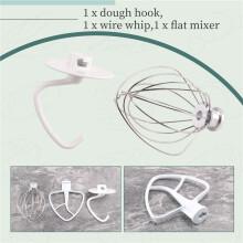 Mixer Kit for KSM150 Includes Dough Hook Wire Whip and Coated Flat Beater, 3 Pieces Stand Mixers Repair Set Compatible