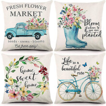 FrüHling Kissen BezüGe 18X18 Zoll Dekor Kissen Bez Set mit 4, Bauernhaus Kissen Bezug Hause Dekor