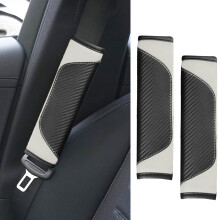 2PCS Soft Carbon Fiber Leather Seat Belt Covers, Comfortable Shoulder Protection for Car SUV Truck (White)